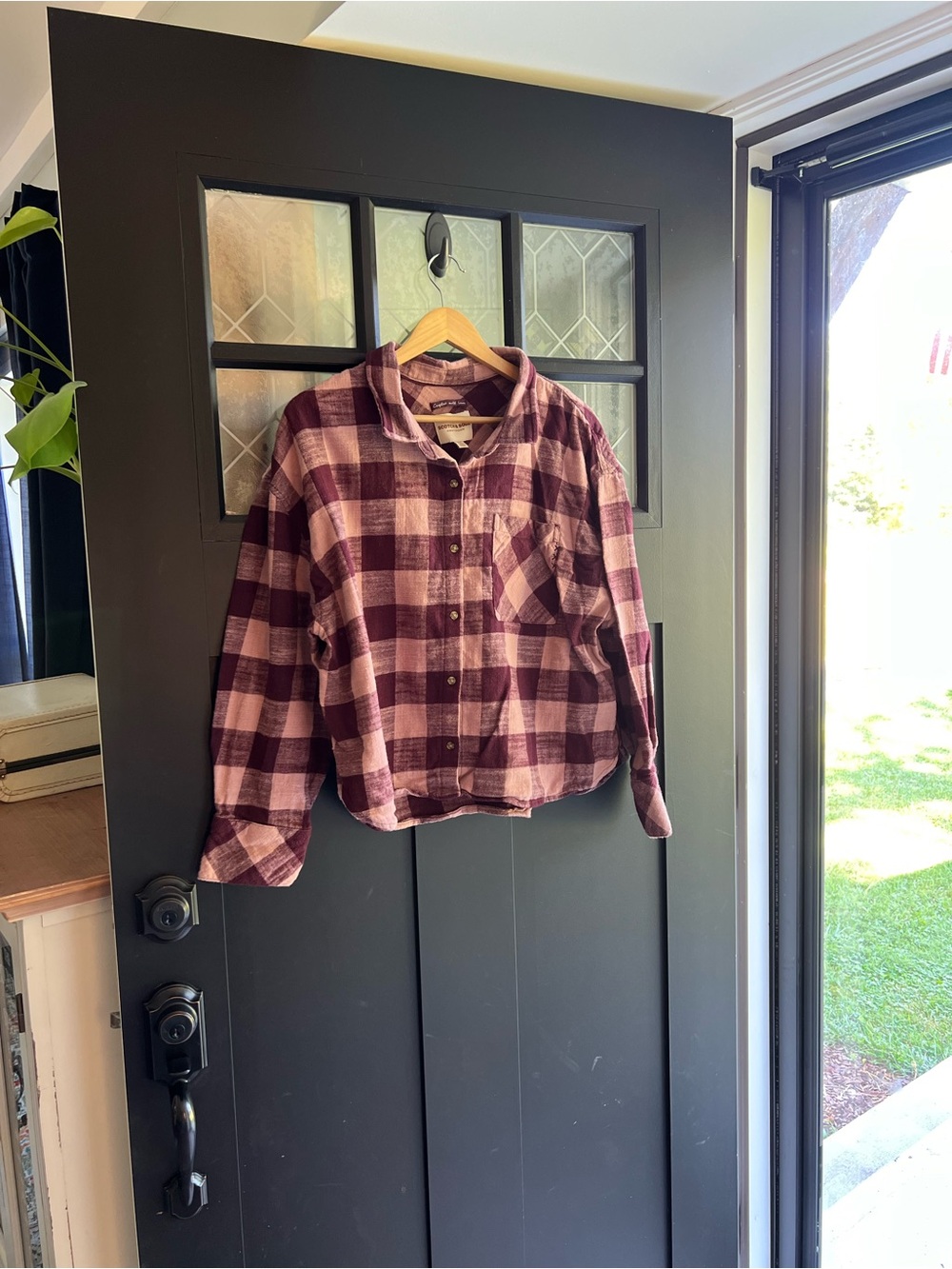 100% Cotton Scotch & Soda Burgundy and Light Purple Plaid Flannel Shirt